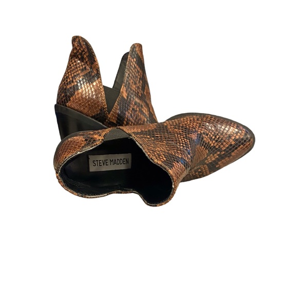Steve Madden Alyse Snakeskin Chunky Booties 6 - Picture 4 of 8